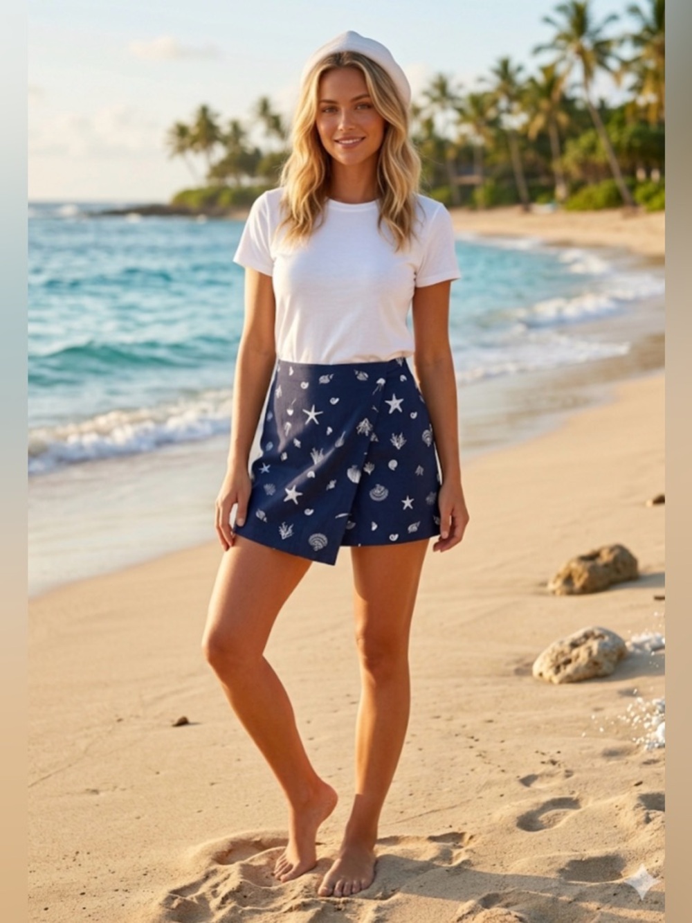 a new day Navy White Sea Life Wrap Skort NWT